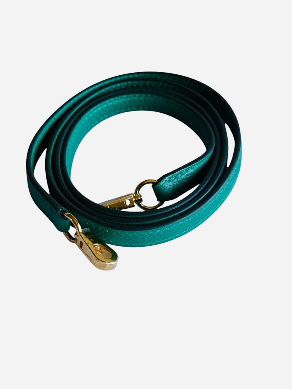Hermes Epsom Leather Kelly Bag Strap Green (Vert Vertigo) 98cm/38.5 inches